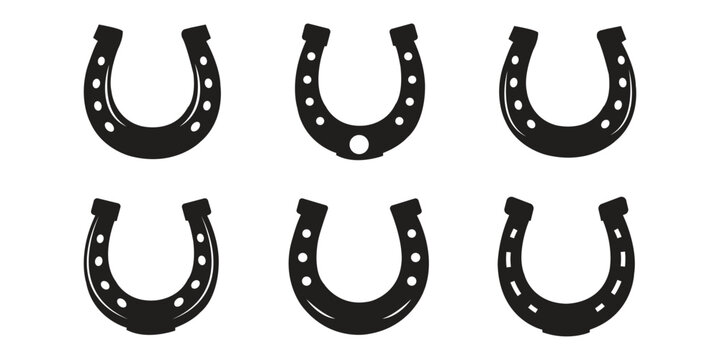 horseshoe glyph icon set. Horseshoes icon, Horse shoe for luck sign on white background. Vector illustration.