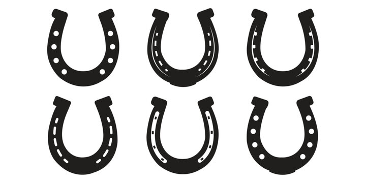 horseshoe glyph icon set. Horseshoes icon, Horse shoe for luck sign on white background. Vector illustration.