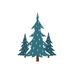 Fototapeta premium Stylized Winter Pine Trees Vector Illustration with Snow