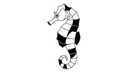 Black and white seahorse side view. © DSetiya