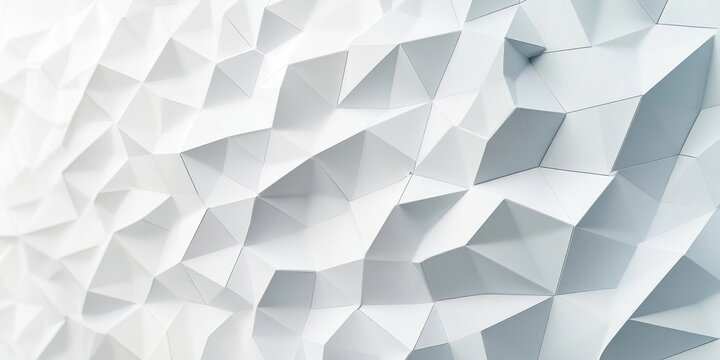 white faceted geometric surface of triangular polygons and soft shadows conveying a calm minimalist abstract texture