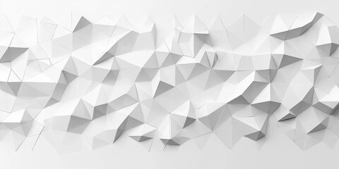 Fototapeta premium white three-dimensional low poly geometric wall with folded faceted paper-like triangles and soft shadows, minimalist serene abstract texture