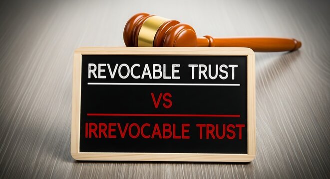 revocable vs irrevocable trust legal concept with gavel