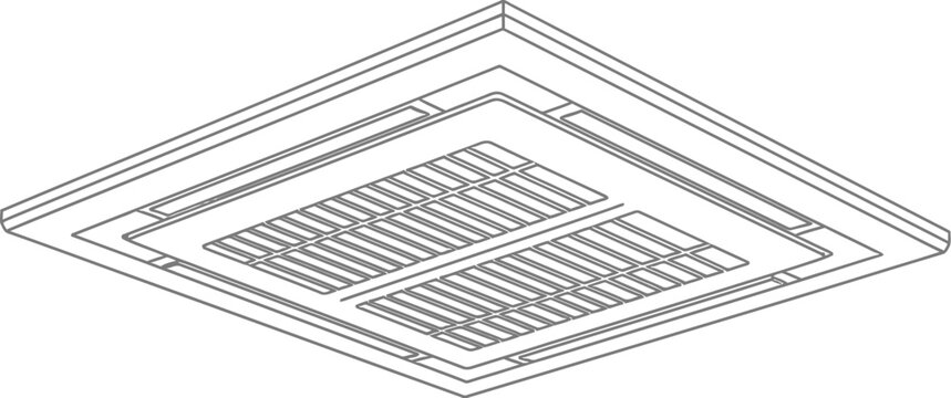 Square air vent cover with a slatted grille design for ceiling installation purposes