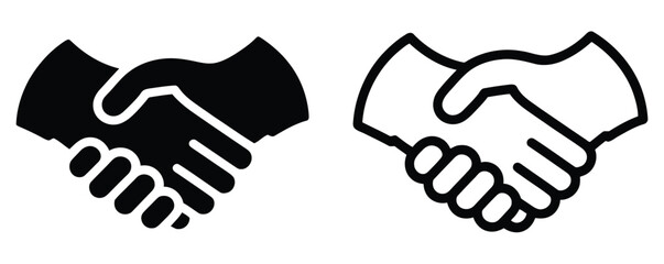 Obraz premiumBlack and white handshake icons side by side on white background shaking hands agreement, business partnership concept, deal and cooperation symbol, minimal vector design