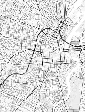 Belfast City Map. Minimalist black and white line art poster for printing, wallpaper, wall art, and map resources for home and office decor