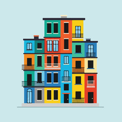 Naklejka premium Multistory colorful residential apartment building.