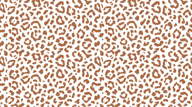 A seamless pattern of brown and black leopard spots on white.