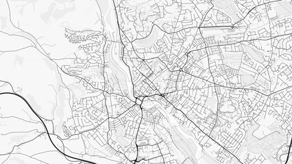 Obraz premium Exeter City Map. Minimalist black and white line art poster for printing, wallpaper, wall art, and map resources for home and office decor