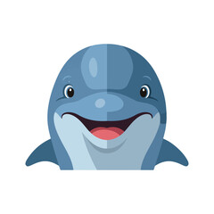 Smiling Cartoon Dolphin Face Closeup. © Rangga