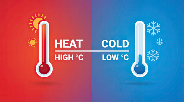Temperature comparison chart showing heat and cold weather conditions