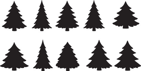Obraz premium Minimal Christmas tree icons. Clean vector collection isolated on white background