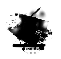 Obraz na płótnie Canvas Black blot isolated on white background. Hand drawn. Not AI, vector illustration.