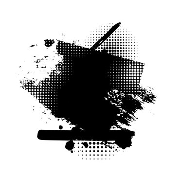 Black blot isolated on white background. Hand drawn. Not AI, vector illustration.
