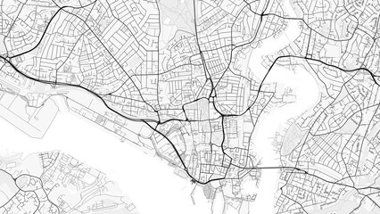 Obraz premium Southampton City Map. Minimalist black and white line art poster for printing, wallpaper, wall art, and map resources for home and office decor