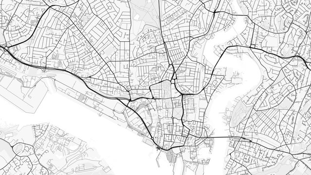 Southampton City Map. Minimalist black and white line art poster for printing, wallpaper, wall art, and map resources for home and office decor