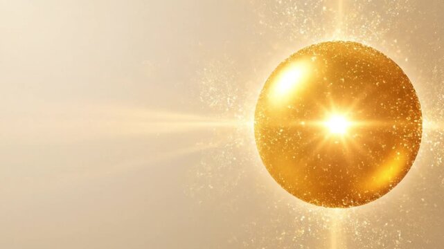 Light beige background with single glowing golden dot expanding softly on right divine light concept