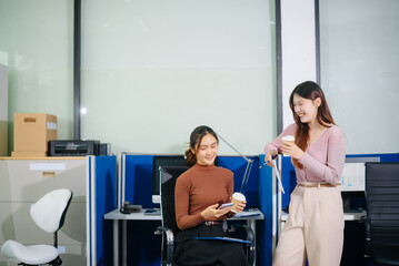 Obraz premium Businesswomen in job interview discussing career and recruitment with HR, professional meeting in office,