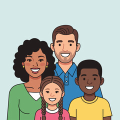 Obraz premium Smiling family of four together.