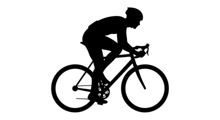 Obraz premium Silhouette of a cyclist in motion, showcasing the athletic stance and dynamic movement of a professional cyclist during a race or training session