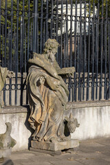 Baroque statue of St. Luke with ox near  Lubomirski Gate at Jasna Gora Monastery, Czestochowa, Poland © mychadre77