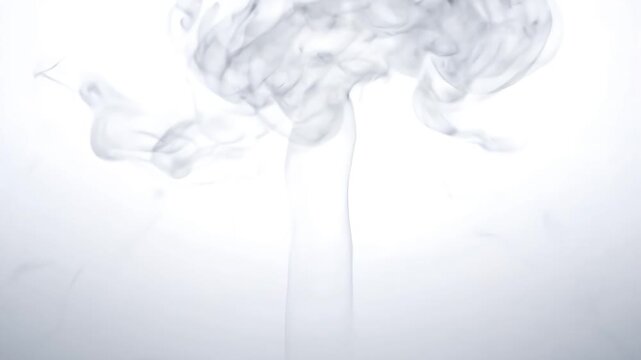 白い背景に立ち上る滑らかな煙の抽象的な軌跡
