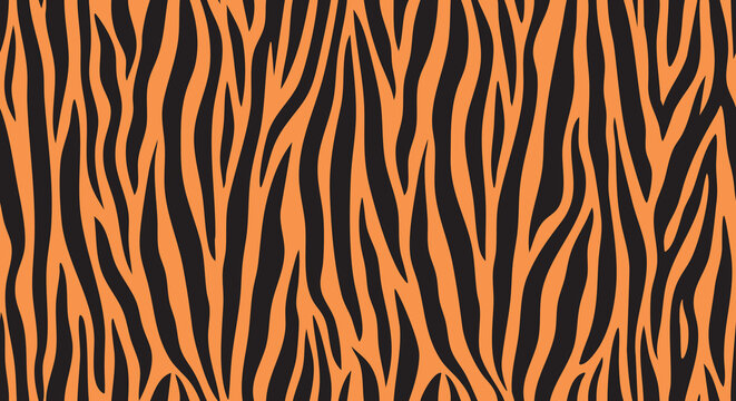 A striking, seamless pattern of bold orange and black tiger stripes.