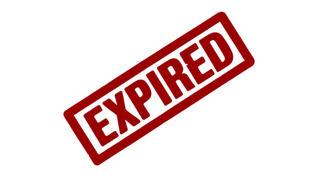 Expired stamp mark on white background indicating validity period has ended concept for deadline expiration date or termination