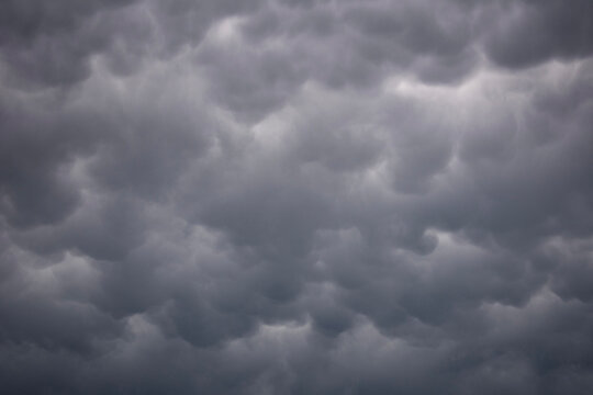 Mammatus clouds in a stormy sky