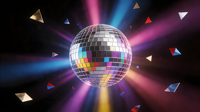 Disco ball with colorful lights