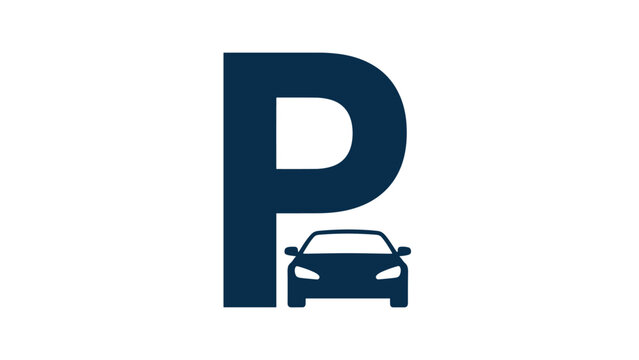 Large blue parking sign icon featuring car silhouette provides clear visual information for vehicle designated parking areas and zones.