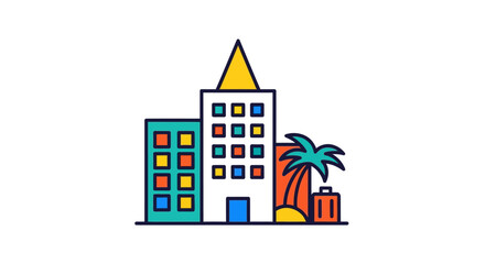 Obraz premium Colorful Building with Triangle Roof.