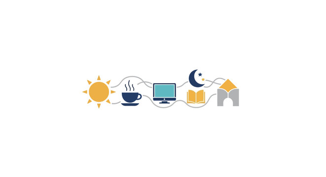 Computer and coffee cup icons.