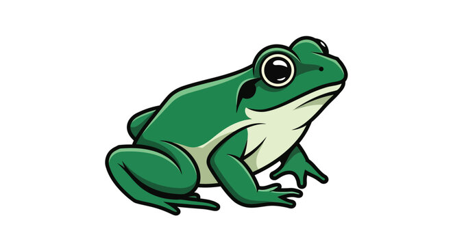 Green Frog Sitting Cartoon Character.