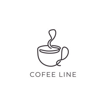 Coffee Shop Logo Design in Simple Minimalist Line Style