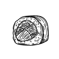 Hand Drawn Sushi Maki Roll Japanese Cuisine Illustration © tiamrd