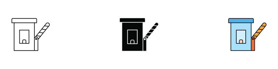 Automatic parking barrier gate icon set for security and traffic control. Entrance boom gate symbols for parking lot and restricted area access. Vector Illustration. © MdNurul