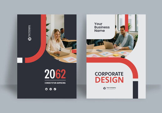 Business Report Cover Template &ndash; Red and Black Geometric Layout (A4)	
