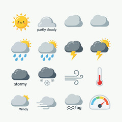 Fototapeta premium Weather Forecast Icon Set Detailed.