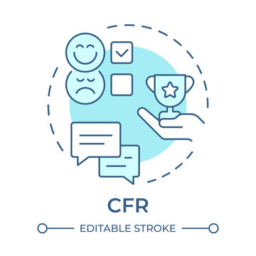 CFR soft blue concept icon. Performance management, progress evaluation. Workflow communication. Round shape line illustration. Abstract idea. Graphic design. Easy to use in presentation, brochure