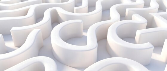 Obraz premium Abstract White Maze Structure with Curved Paths