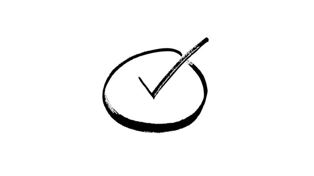 checkmark in circle round animation, approved tick mark icon, success, correct concept, right, doodle, with alpha channel