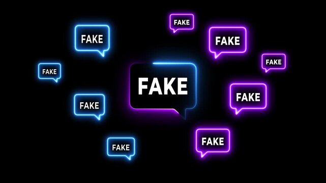 Fake news and misinformation concept on the transparent background. Motion graphics of malicious disinformation and Clickbait content. 4k video animation. 