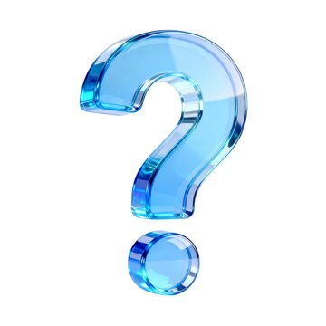 [Transparent Background PNG]Large blue glass question mark symbol