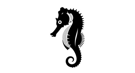 Black seahorse silhouette isolated on white background. © Jaka