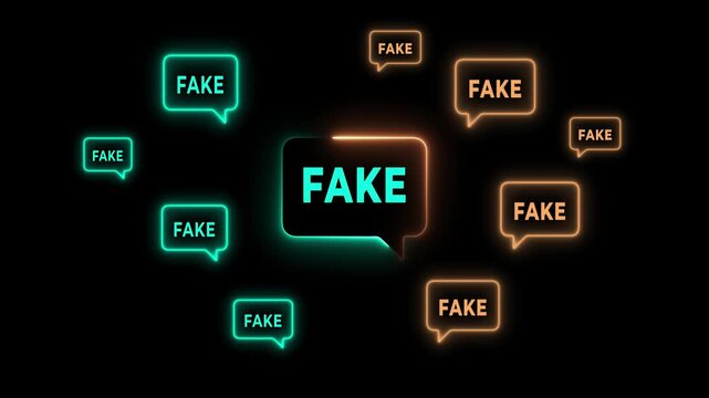 Fake news and misinformation concept on the transparent background. Motion graphics of malicious disinformation and Clickbait content. 4k video animation. 