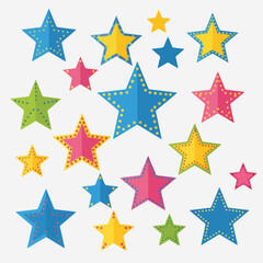 Obraz premium A collection of colorful stars on white background