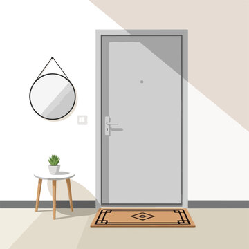 Modern gray metal front entrance door.