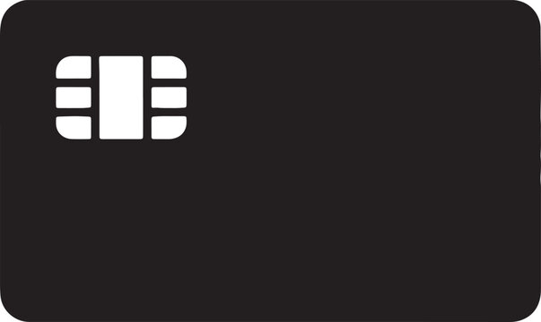 Credit card with chip icon in black on transparent background payment method.