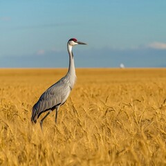 Obraz premium grey crowned crane